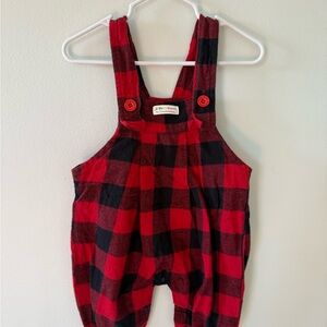 GAP Kids Plaid Red and Black Overalls